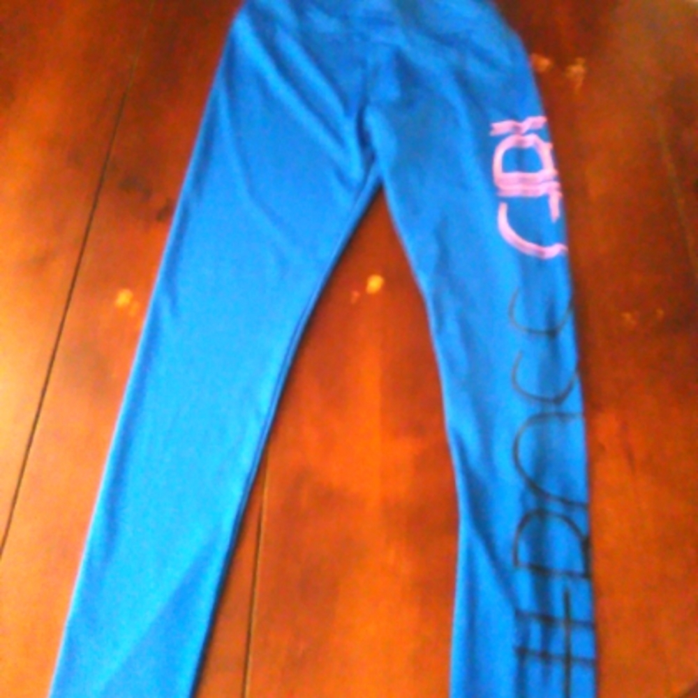 Size small women legging with writing on leg